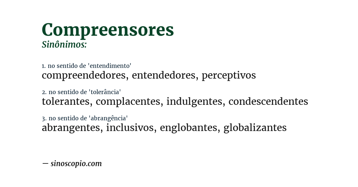 Sinônimo de compreensores