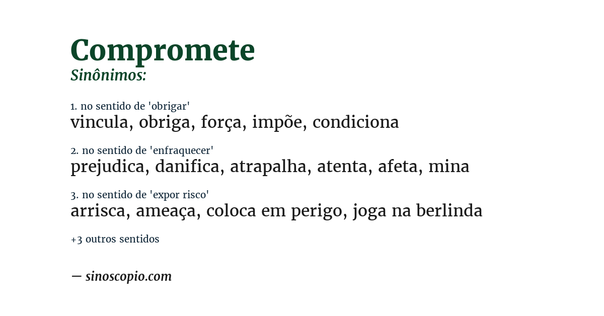 Sinônimo de compromete