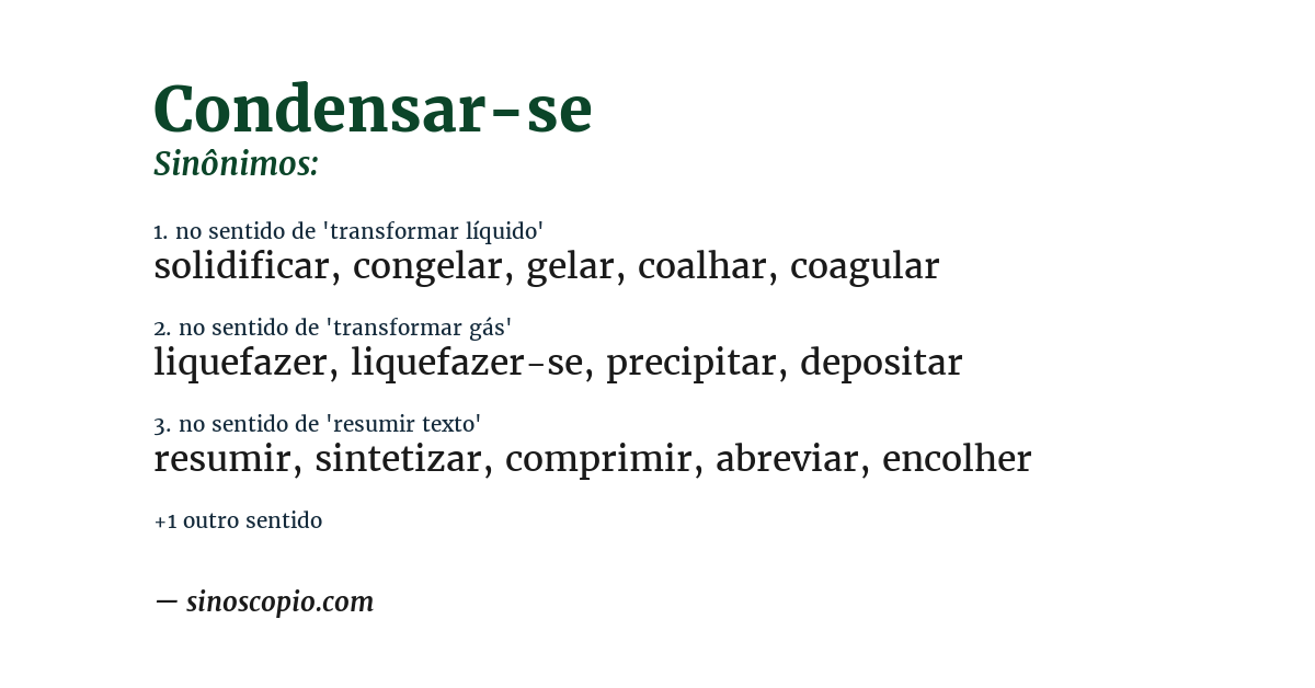 Sinônimo de condensar-se
