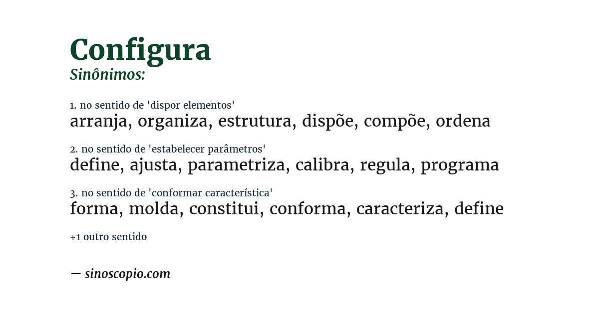 Sinônimo de configura