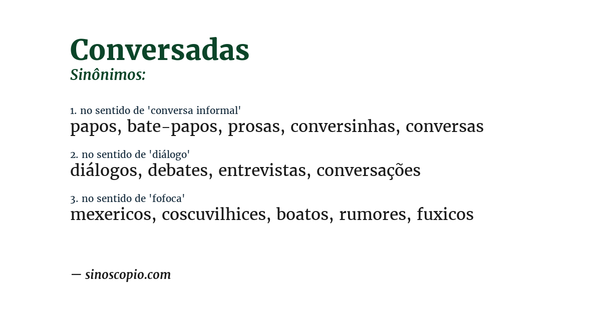 Sinônimo de conversadas