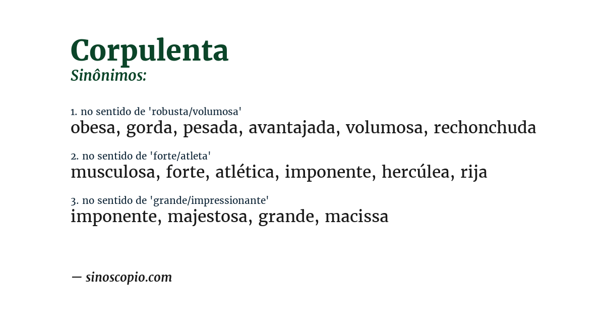 Sinônimo de corpulenta
