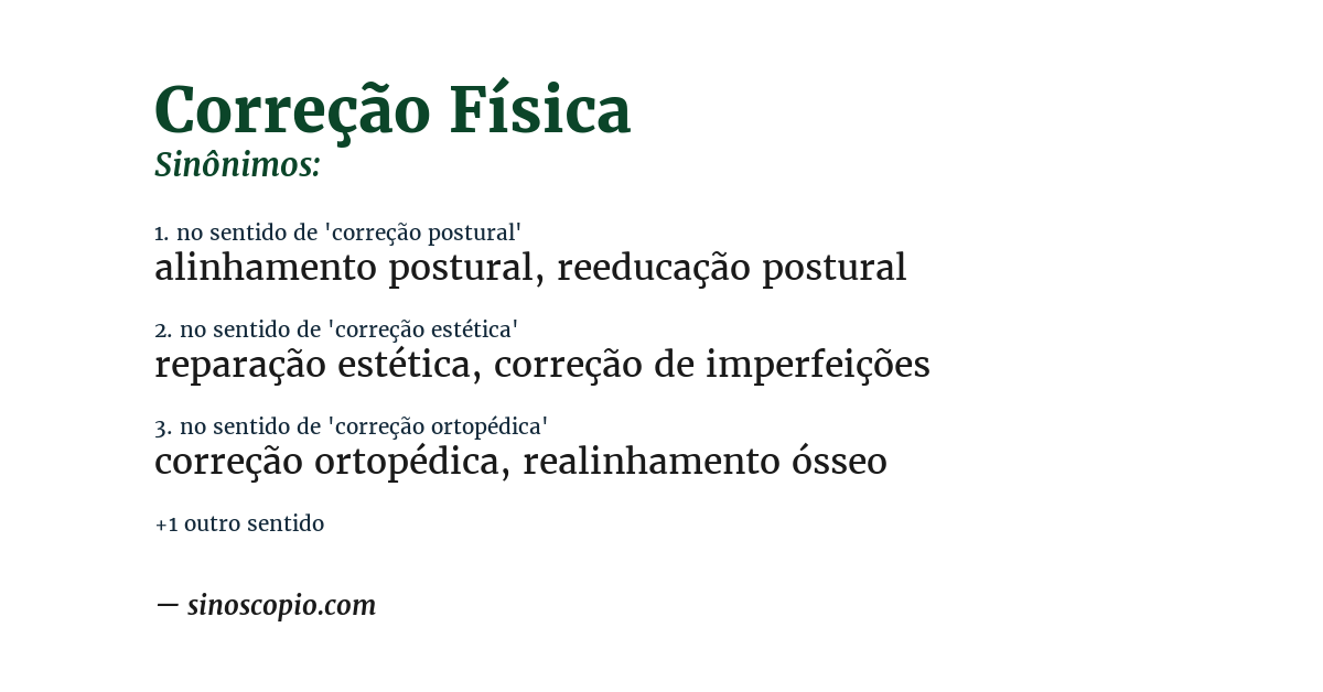 Sinônimo de correção física