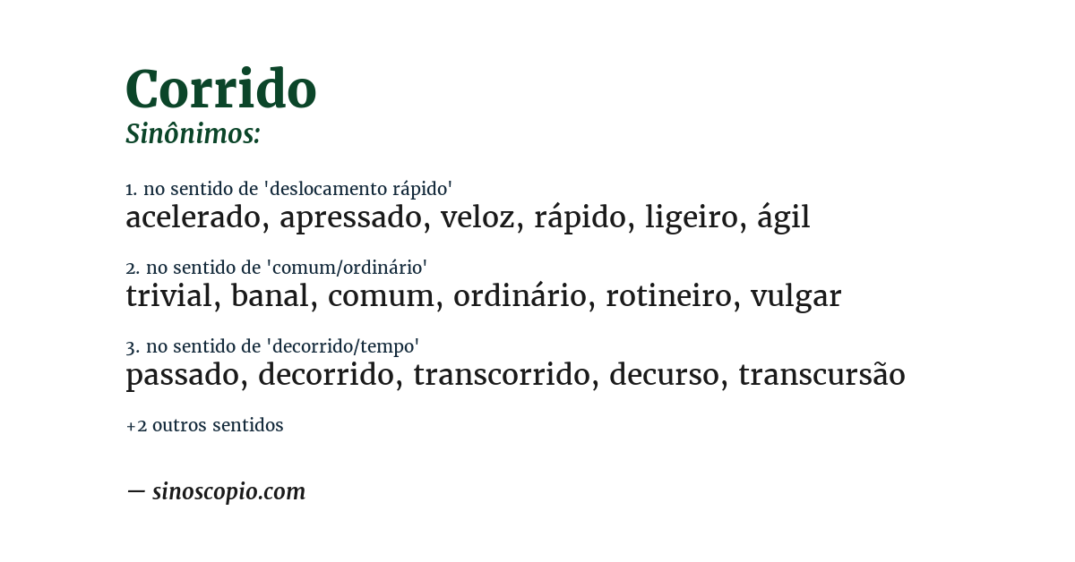 Sinônimo de corrido
