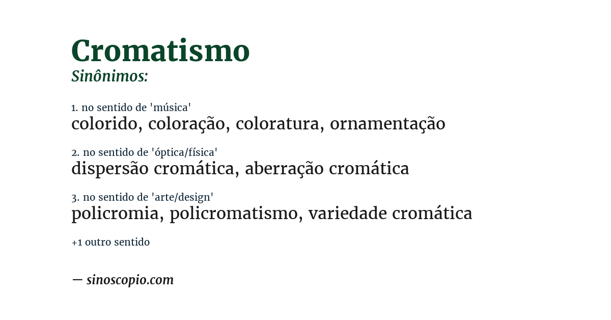 Sinônimo de cromatismo