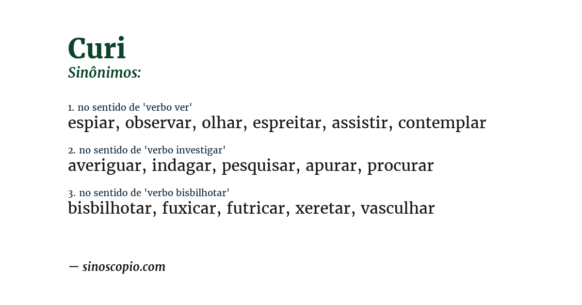 Sinônimo de curi