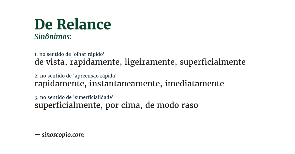 Sinônimo de de relance