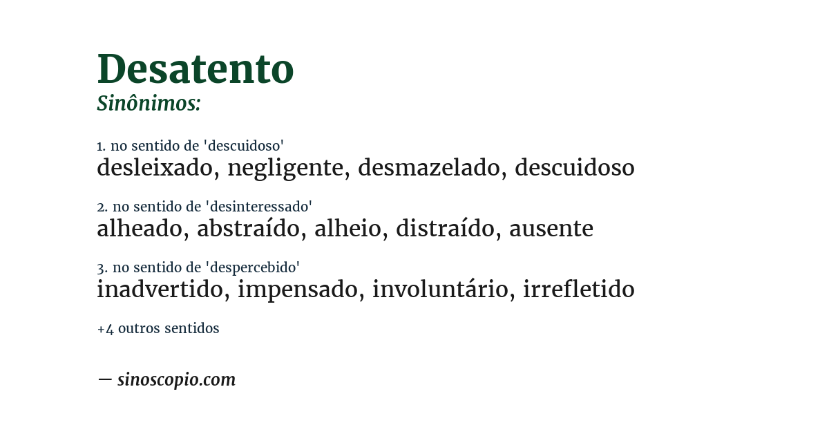 Sinônimo de desatento