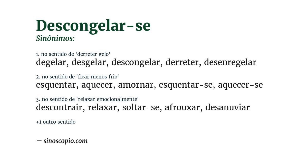 Sinônimo de descongelar-se