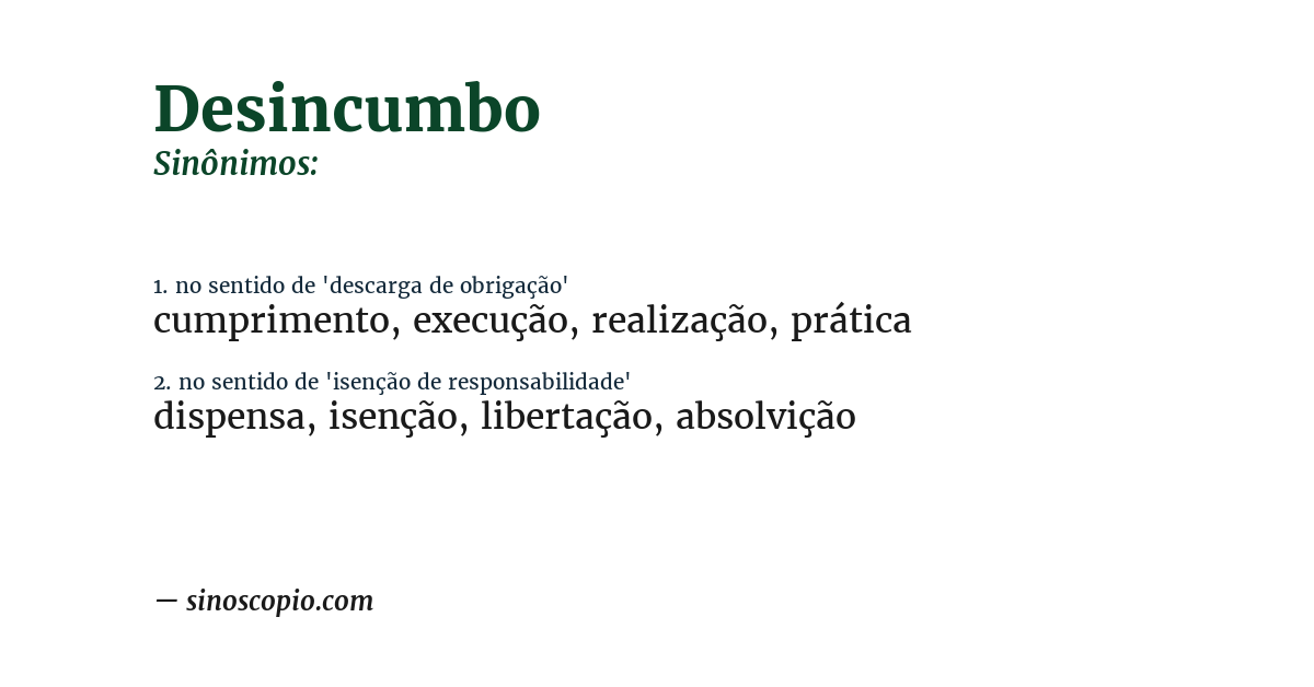 Sinônimo de desincumbo