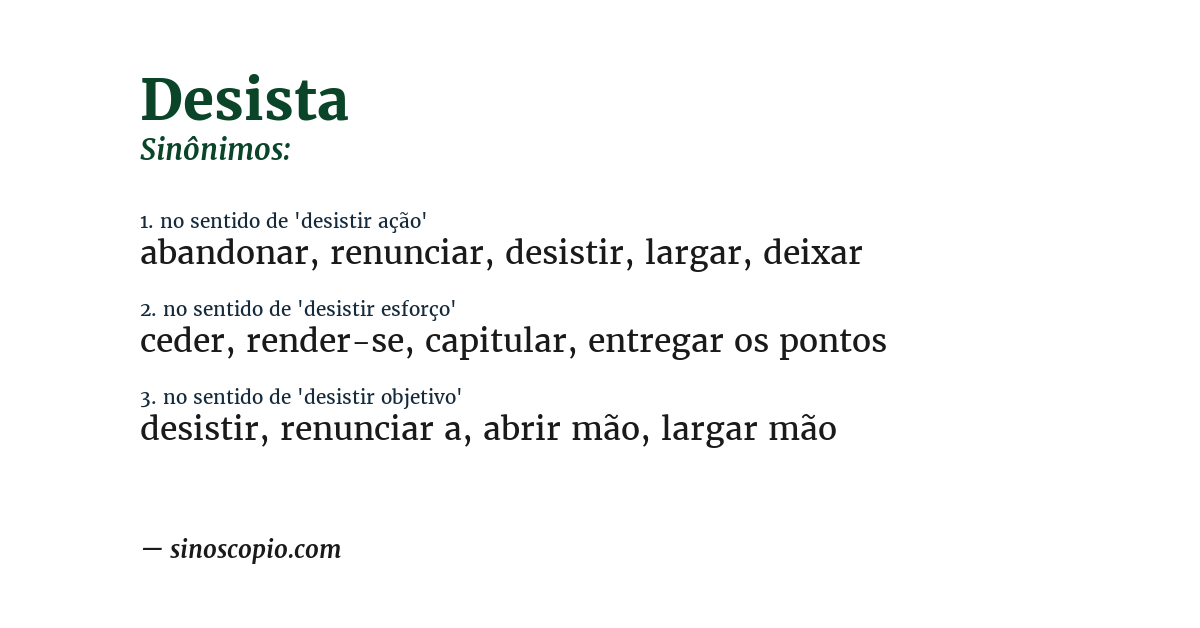 Sinônimo de desista