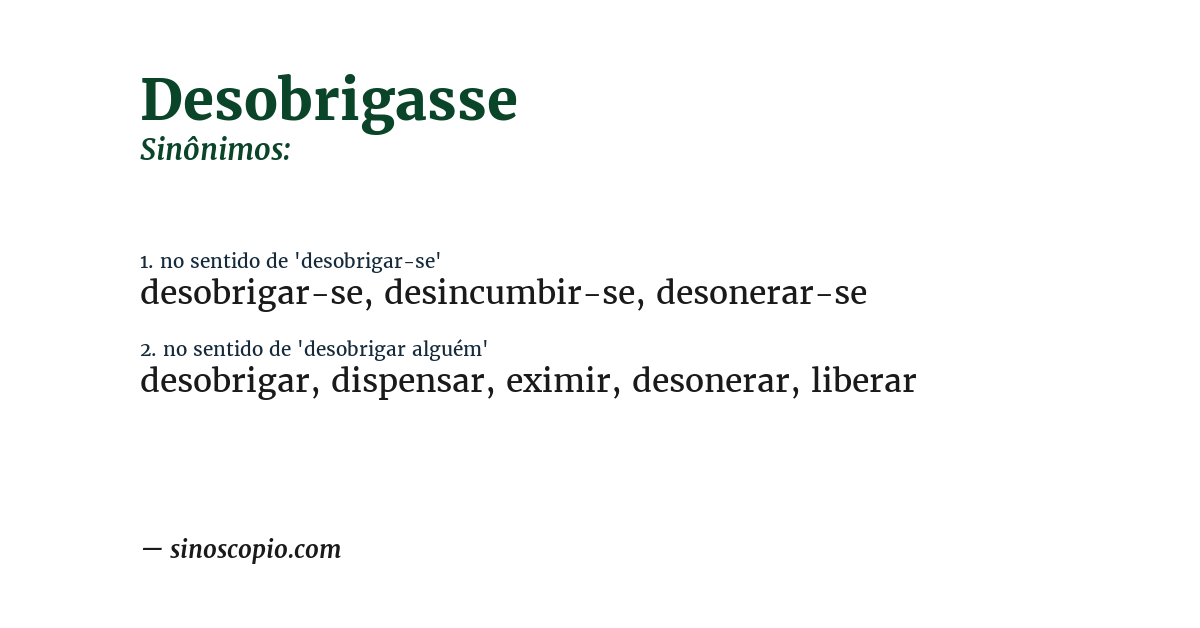 Sinônimo de desobrigasse