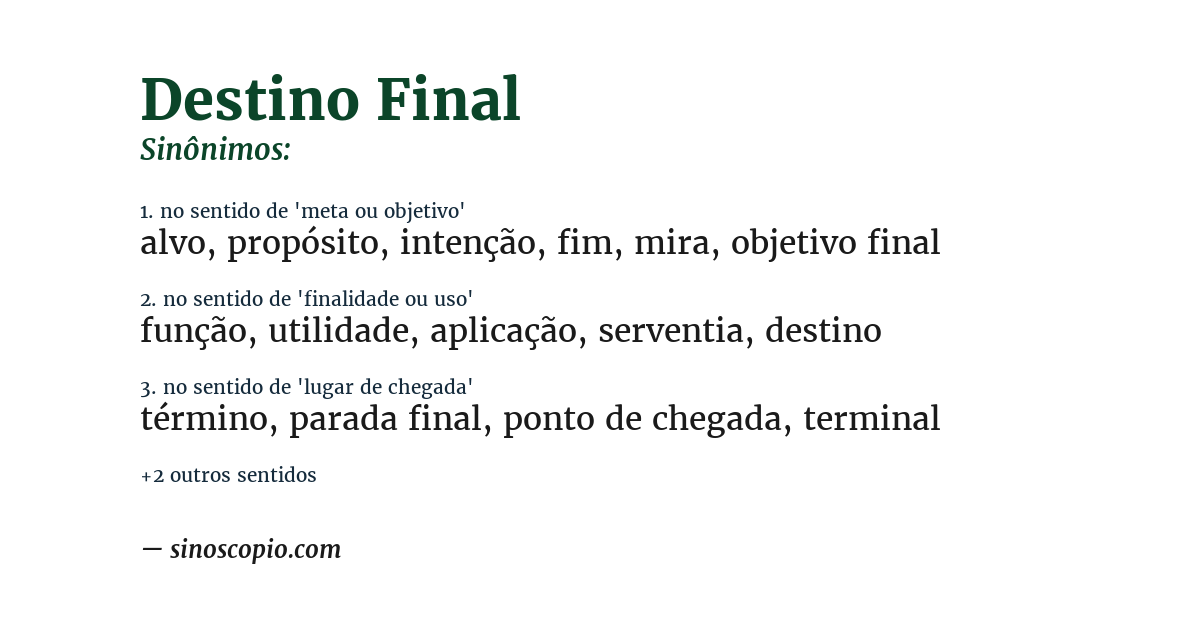 Sinônimo de destino final
