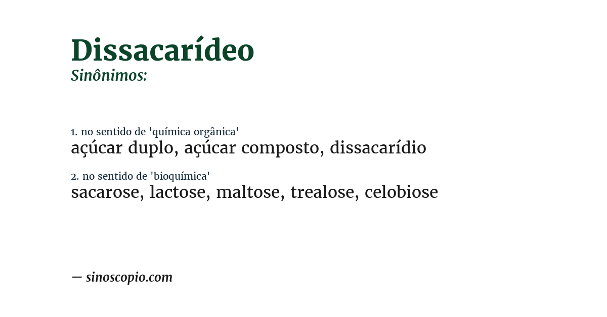 Sinônimo de dissacarídeo