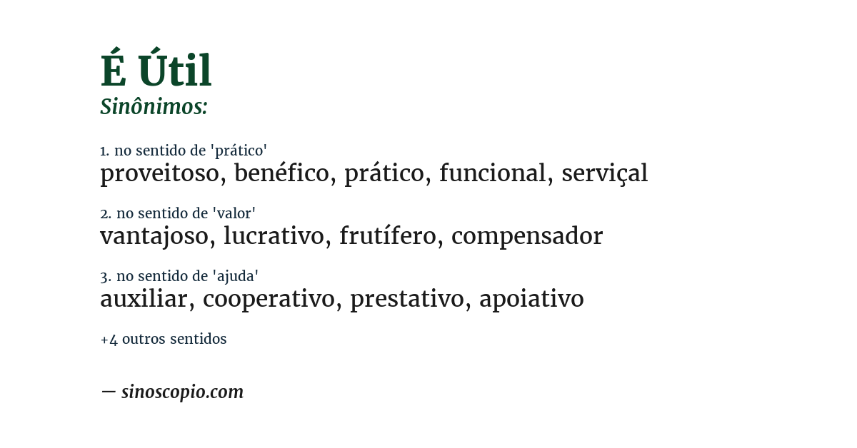 Sinônimo de é útil