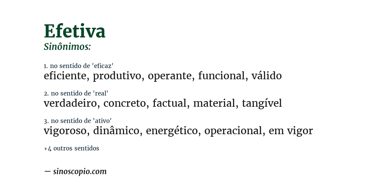 Sinônimo de efetiva