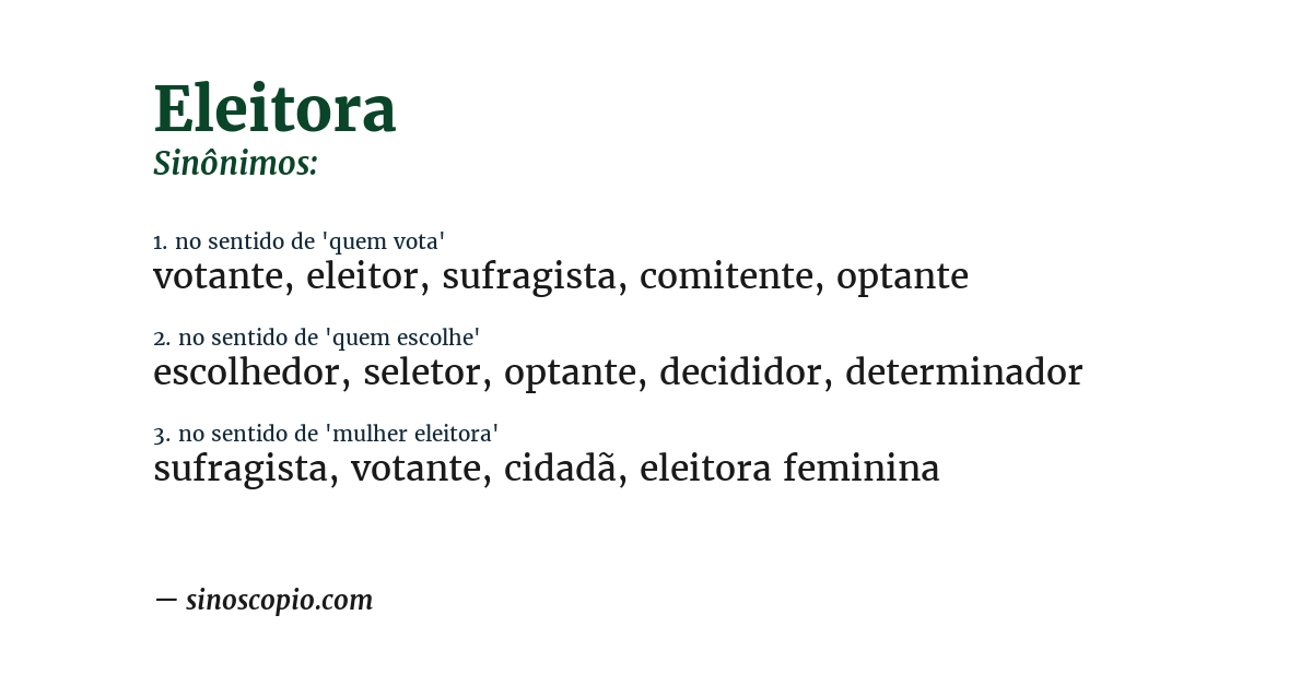Sinônimo de eleitora