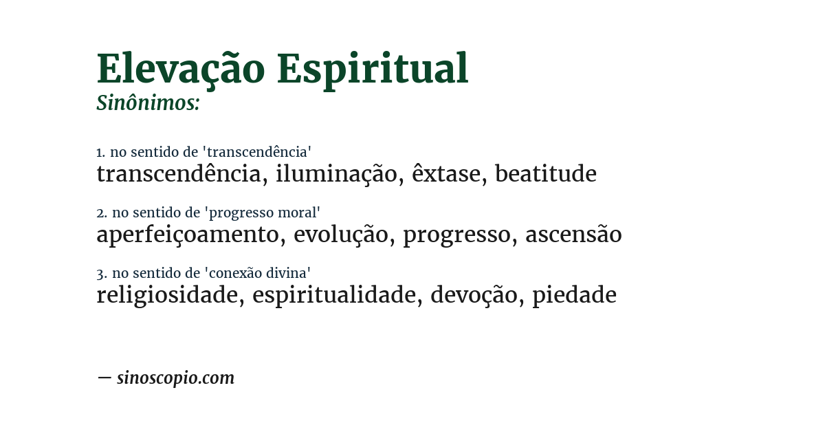 Sinônimo de elevação espiritual