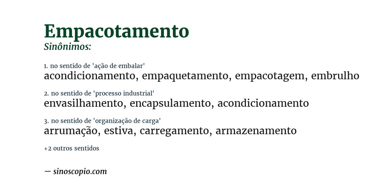 Sinônimo de empacotamento