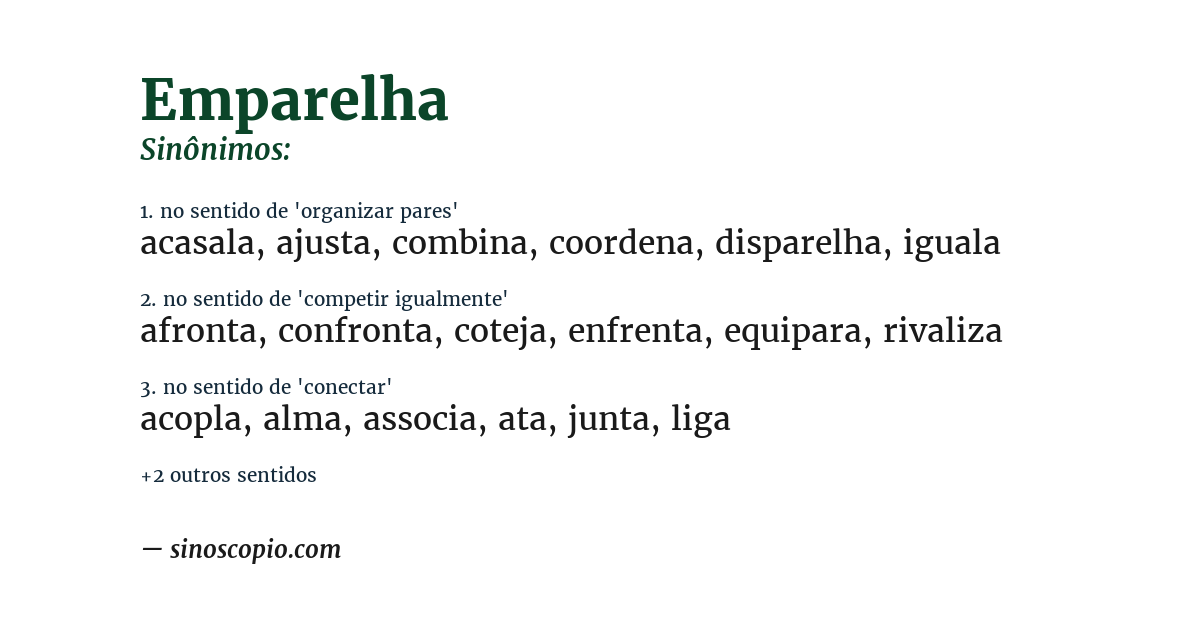 Sinônimo de emparelha