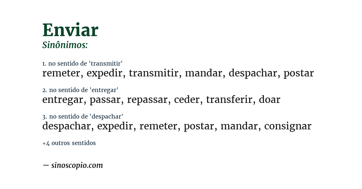 Sinônimo de enviar