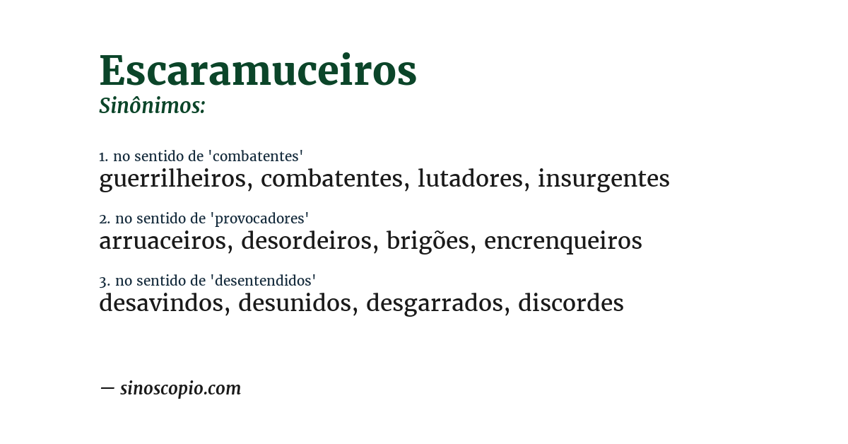 Sinônimo de escaramuceiros