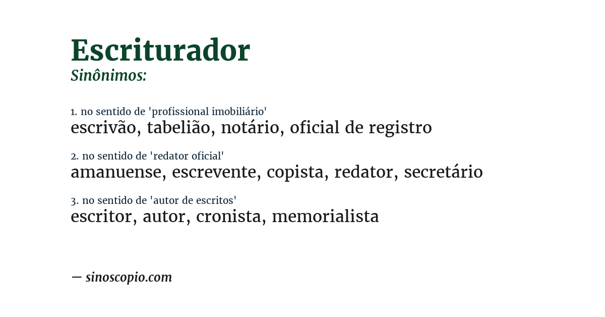 Sinônimo de escriturador