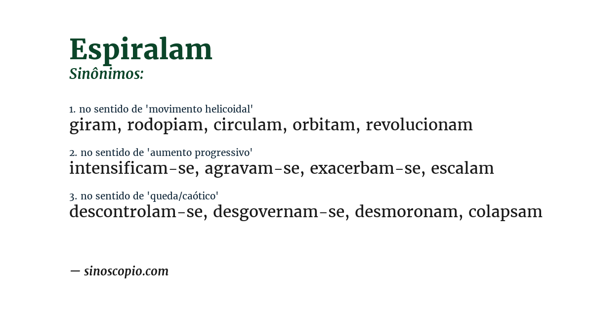 Sinônimo de espiralam