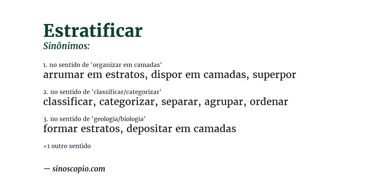 Sinônimo de estratificar