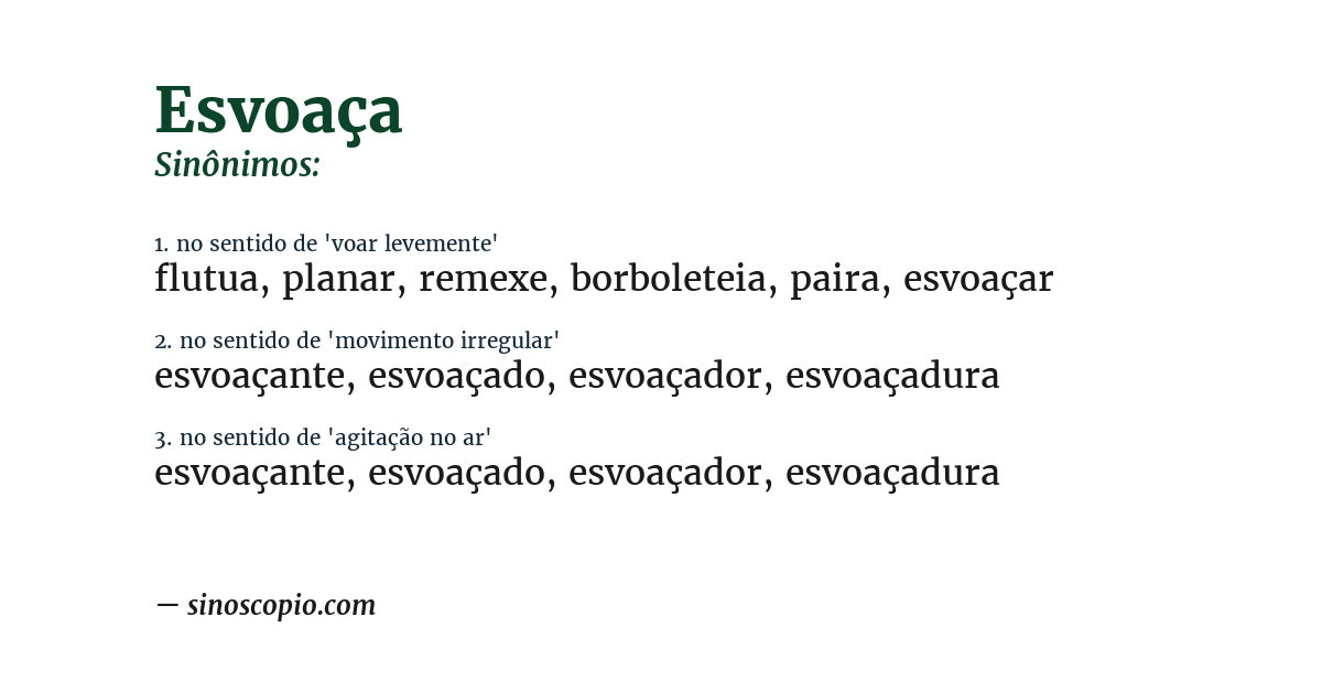 Sinônimo de esvoaça