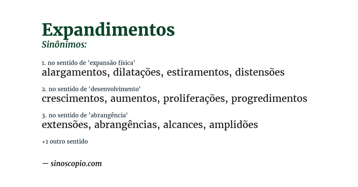 Sinônimo de expandimentos