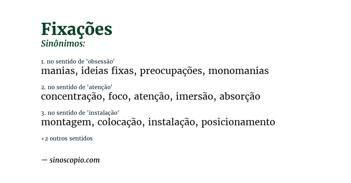 Sinônimo de fixações