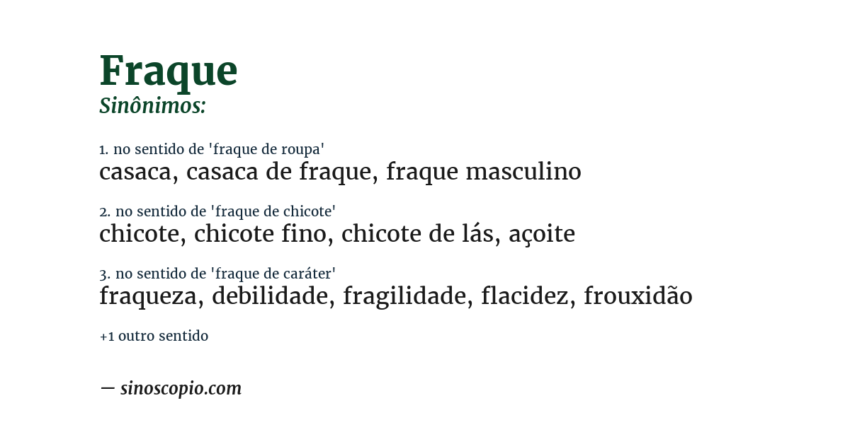 Sinônimo de fraque