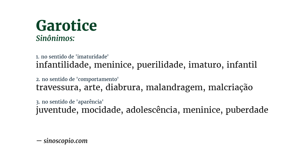 Sinônimo de garotice