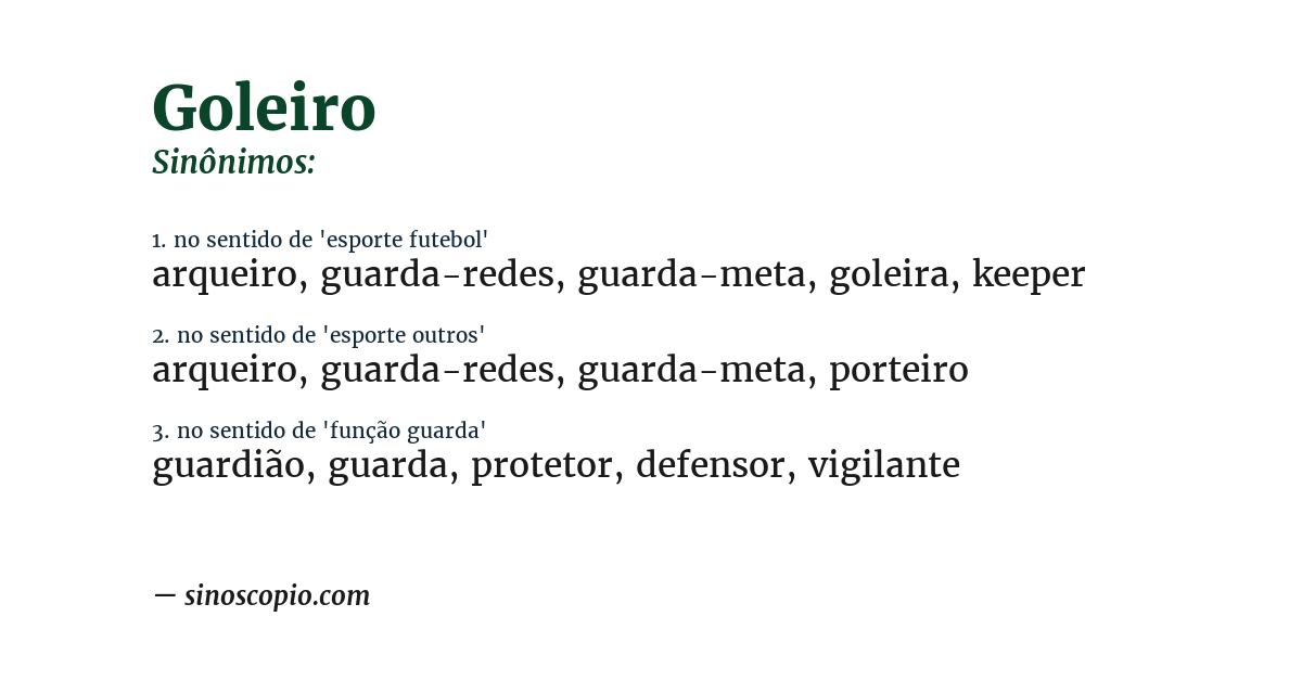 Sinônimo de goleiro