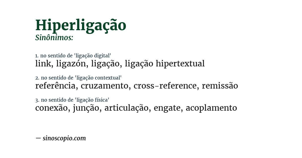 Sinônimo de hiperligação
