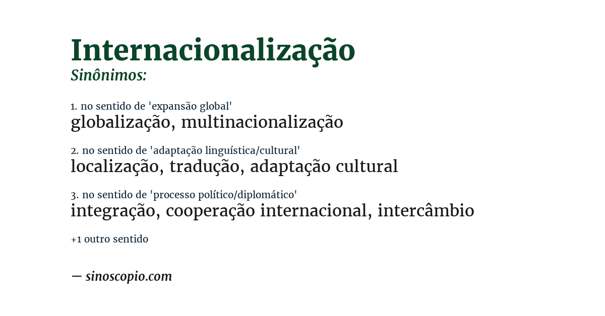 Sinônimo de internacionalização