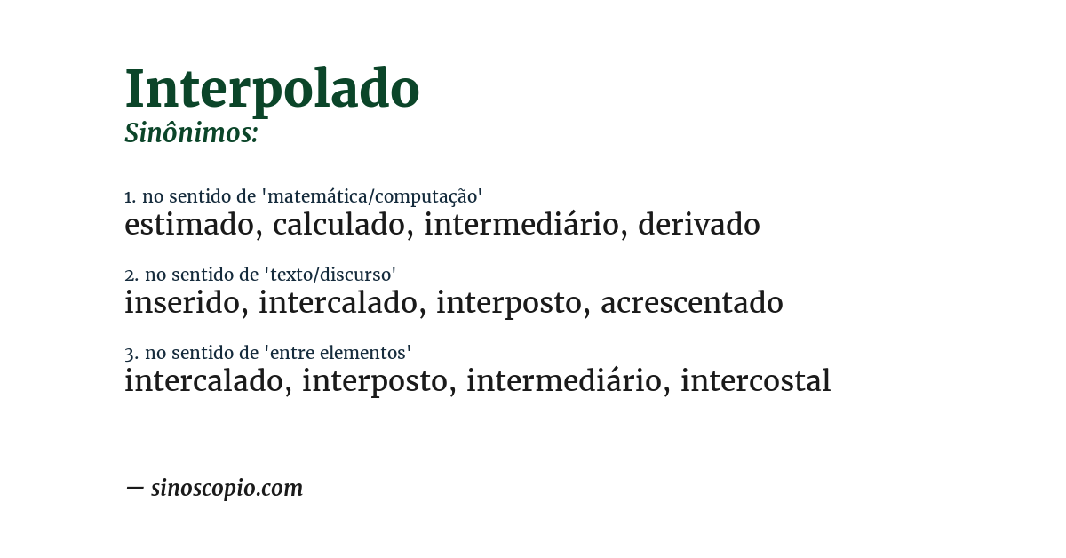 Sinônimo de interpolado