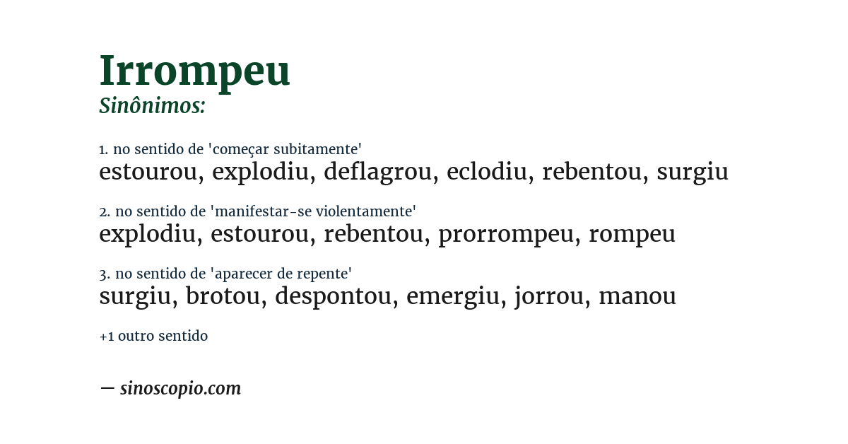Sinônimo de irrompeu