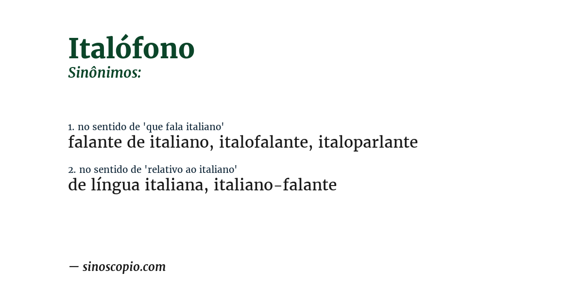 Sinônimo de italófono