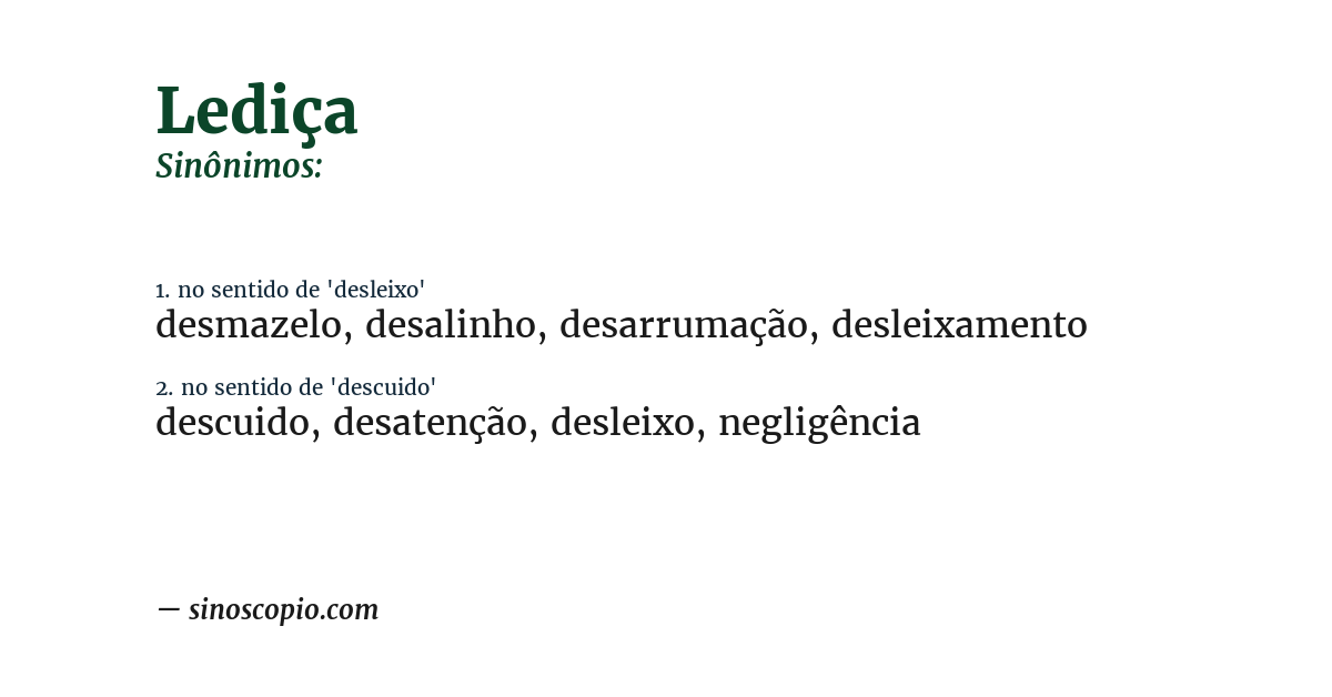 Sinônimo de lediça
