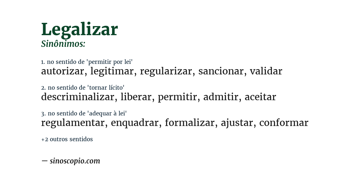 Sinônimo de legalizar