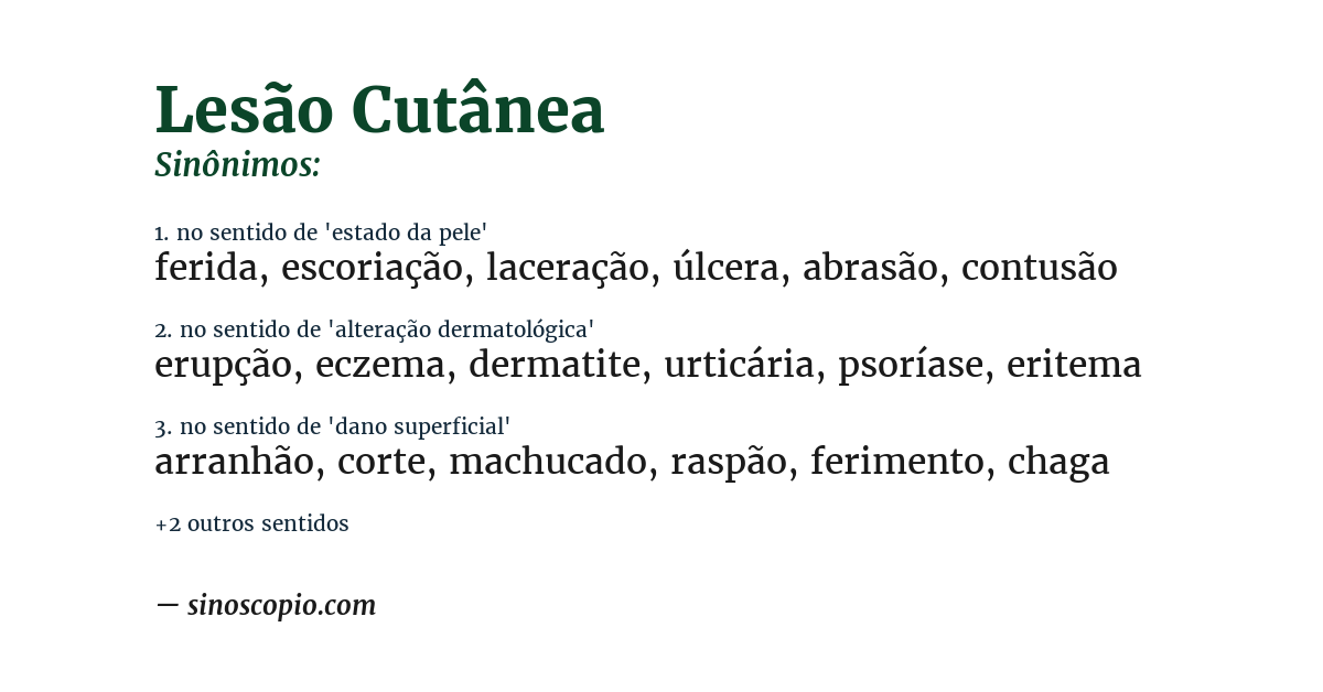 Sinônimo de lesão cutânea