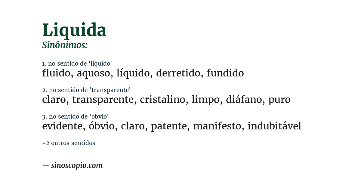 Sinônimo de liquida
