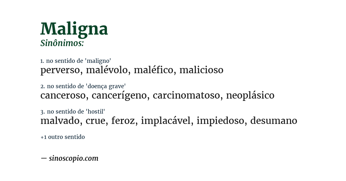 Sinônimo de maligna