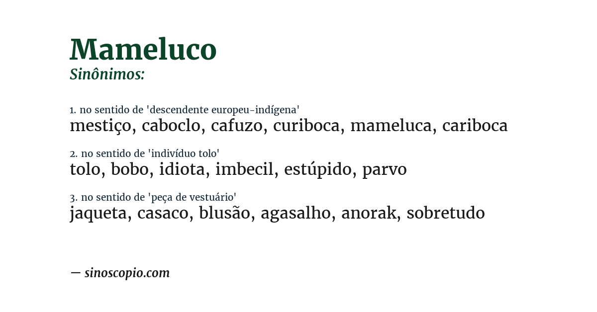 Sinônimo de mameluco