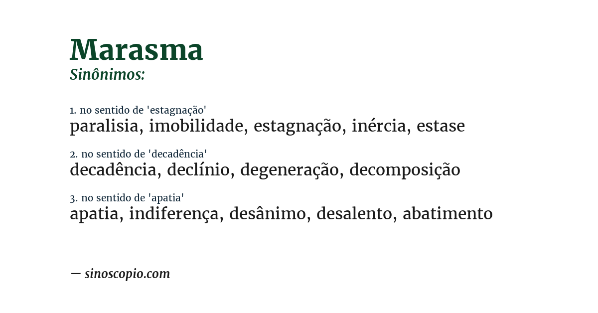 Sinônimo de marasma