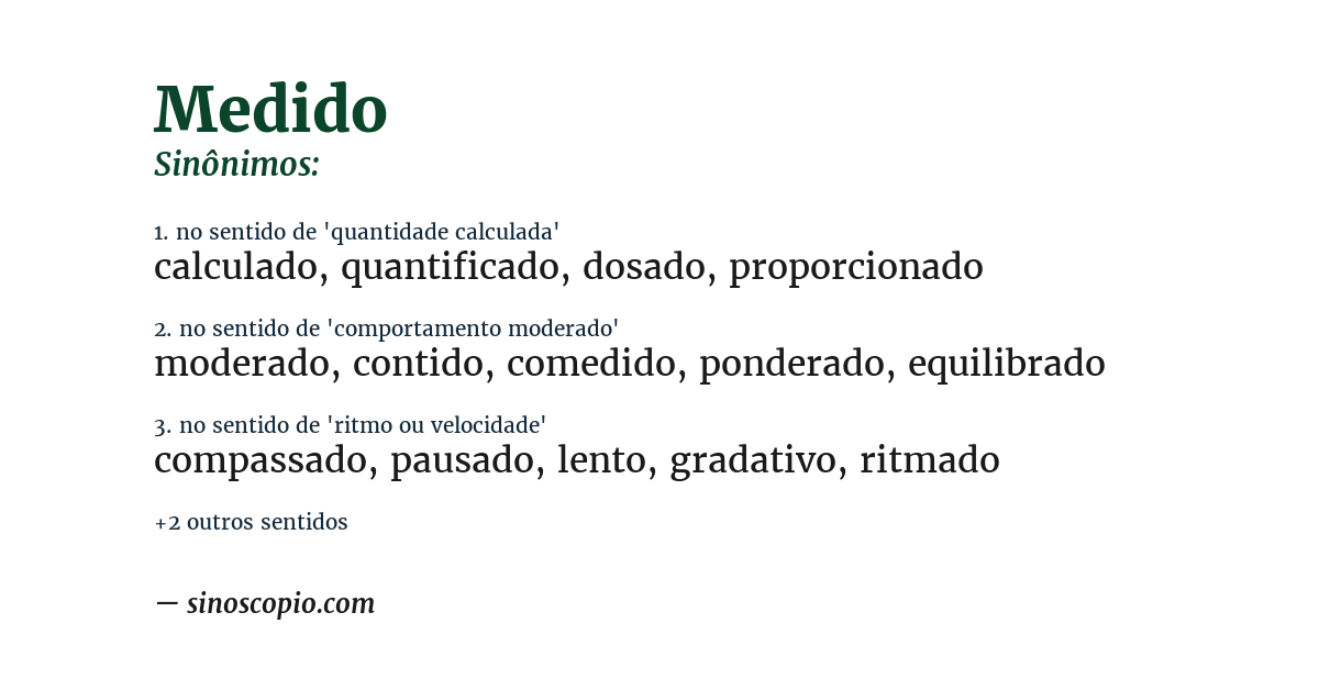 Sinônimo de medido