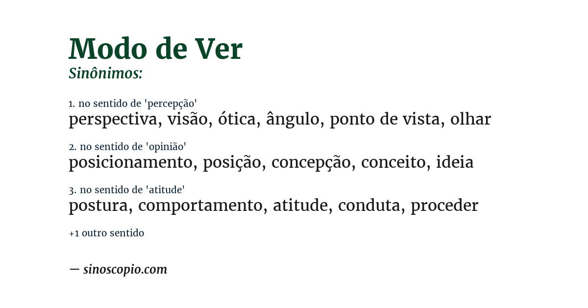 Sinônimo de modo de ver
