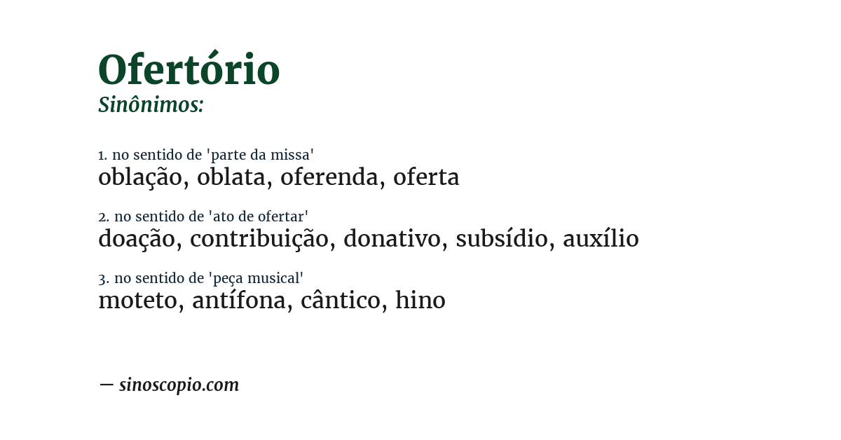 Sinônimo de ofertório